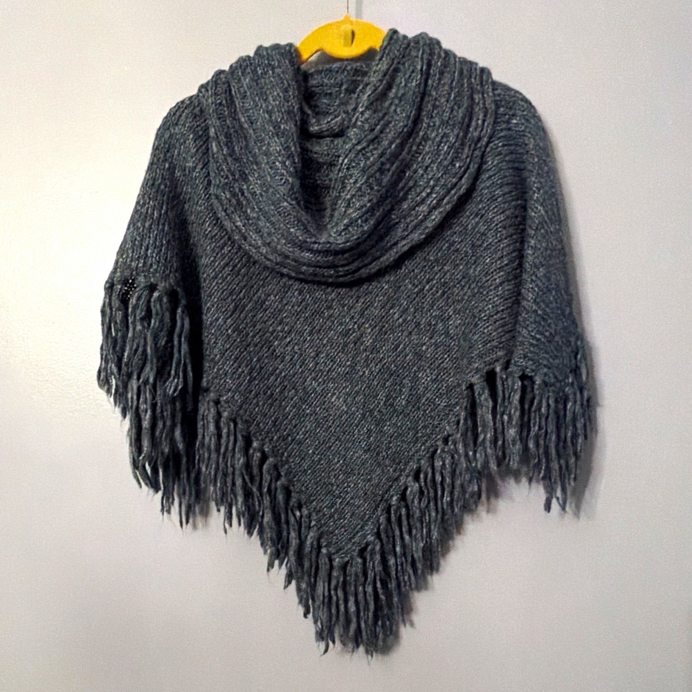 Boho Shawl Fringe Poncho Tassels Women S Blue Festival Western CountryCore Rodeo